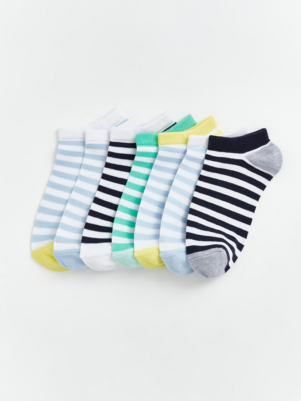 Karışık Çizgili Erkek Çocuk Patik Çorap 7'li