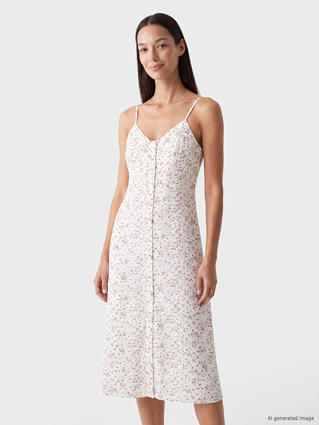 Rochie Florală Cu Bretele Decolteu În V-1