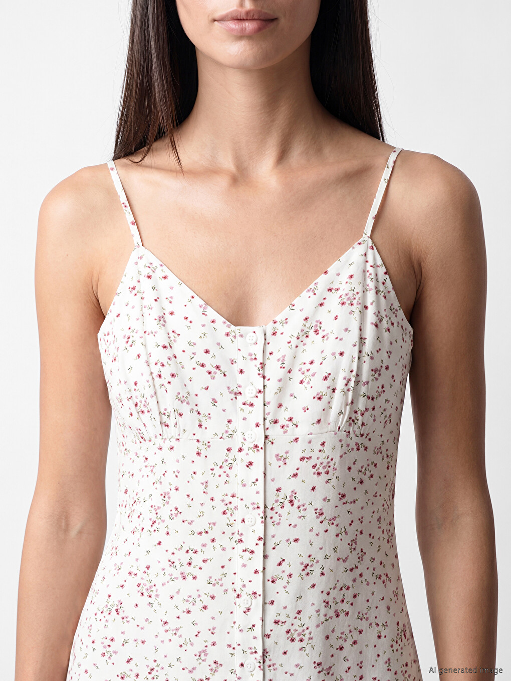 Rochie Florală Cu Bretele Decolteu În V-2