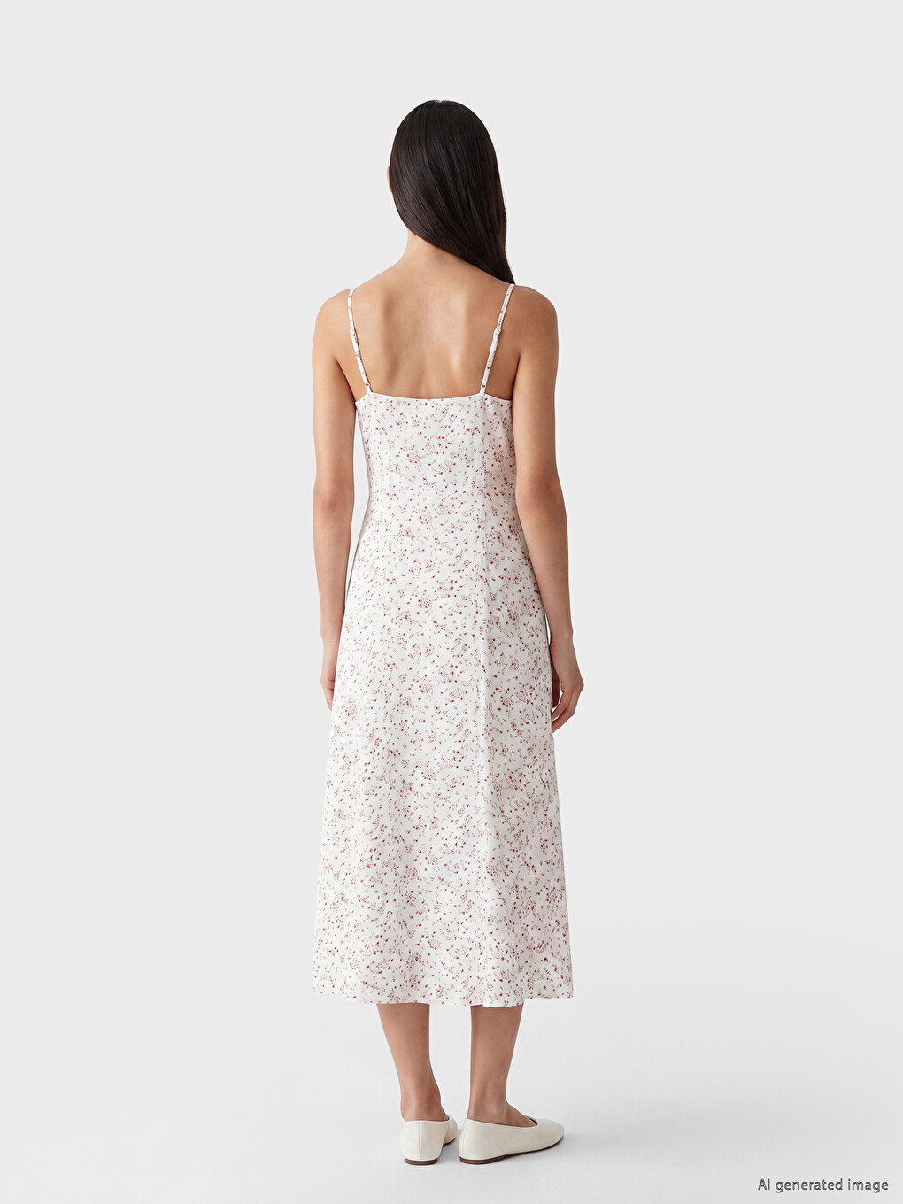 Rochie Florală Cu Bretele Decolteu În V-3