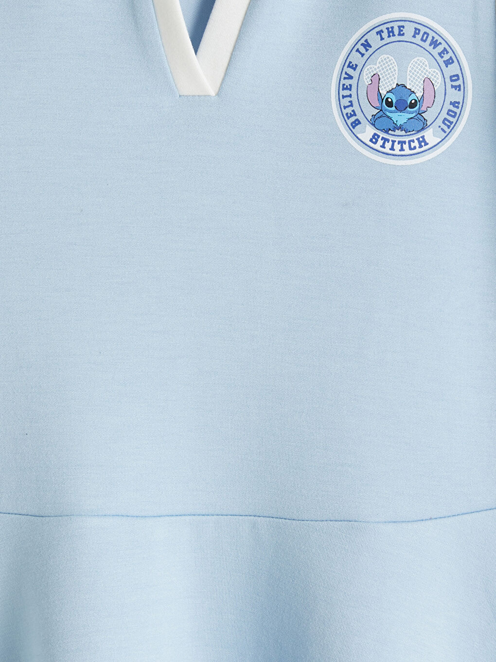 Mavi Polo Yaka Stitch Baskılı Kız Çocuk Elbise-5