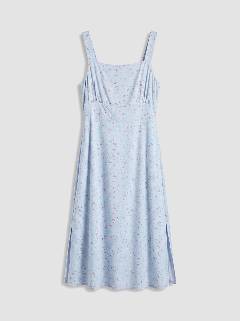 Square Neck Floral Slit Dress-4