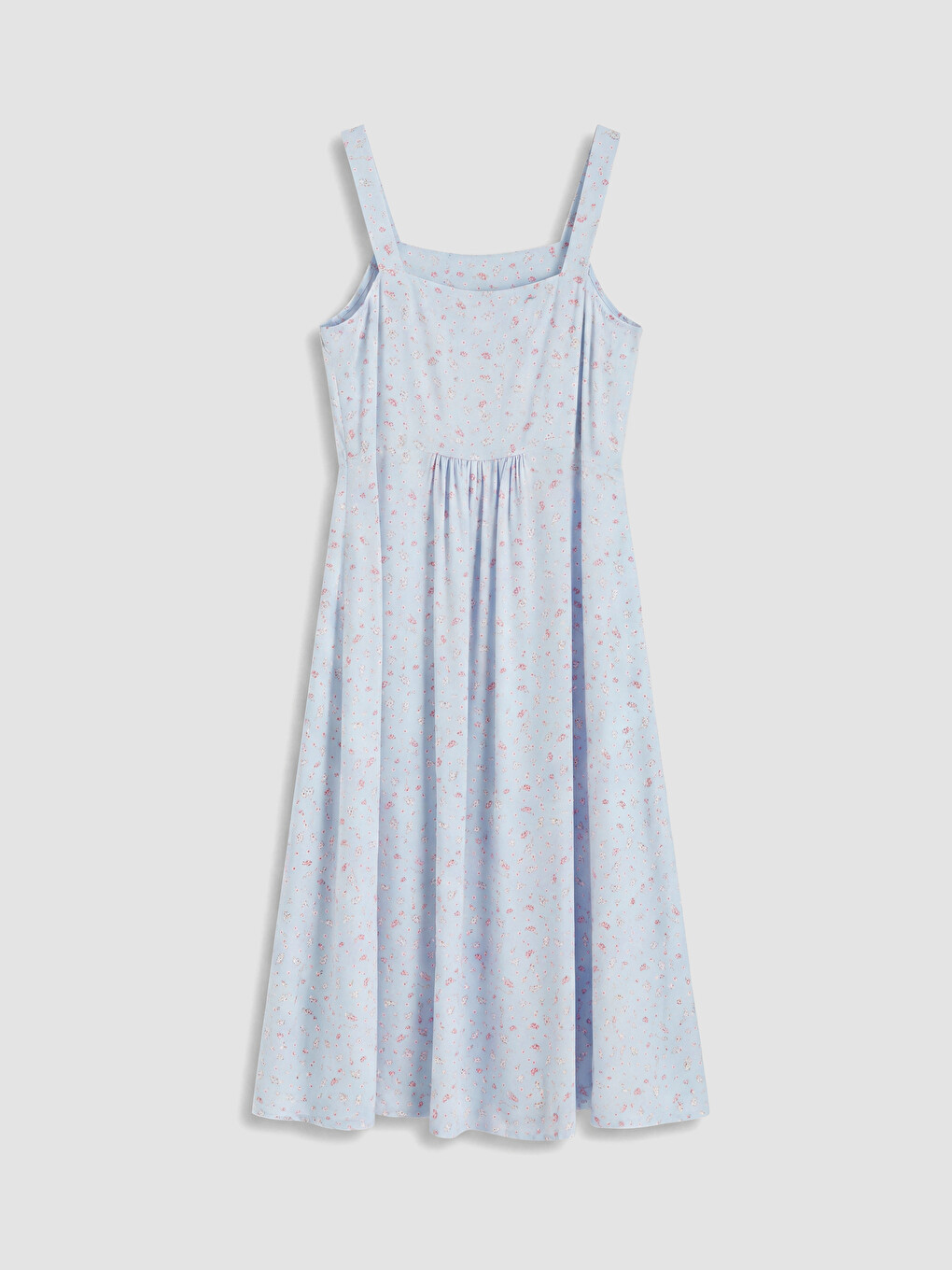 Square Neck Floral Slit Dress-7