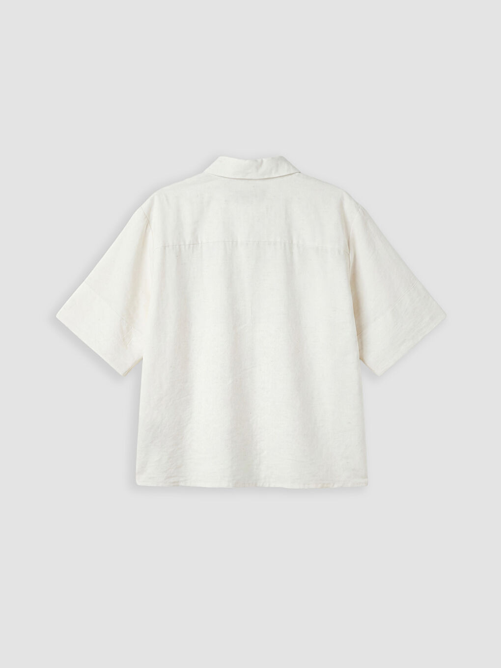 Ekru Keten Karışımlı Kadın Gömlek-5
