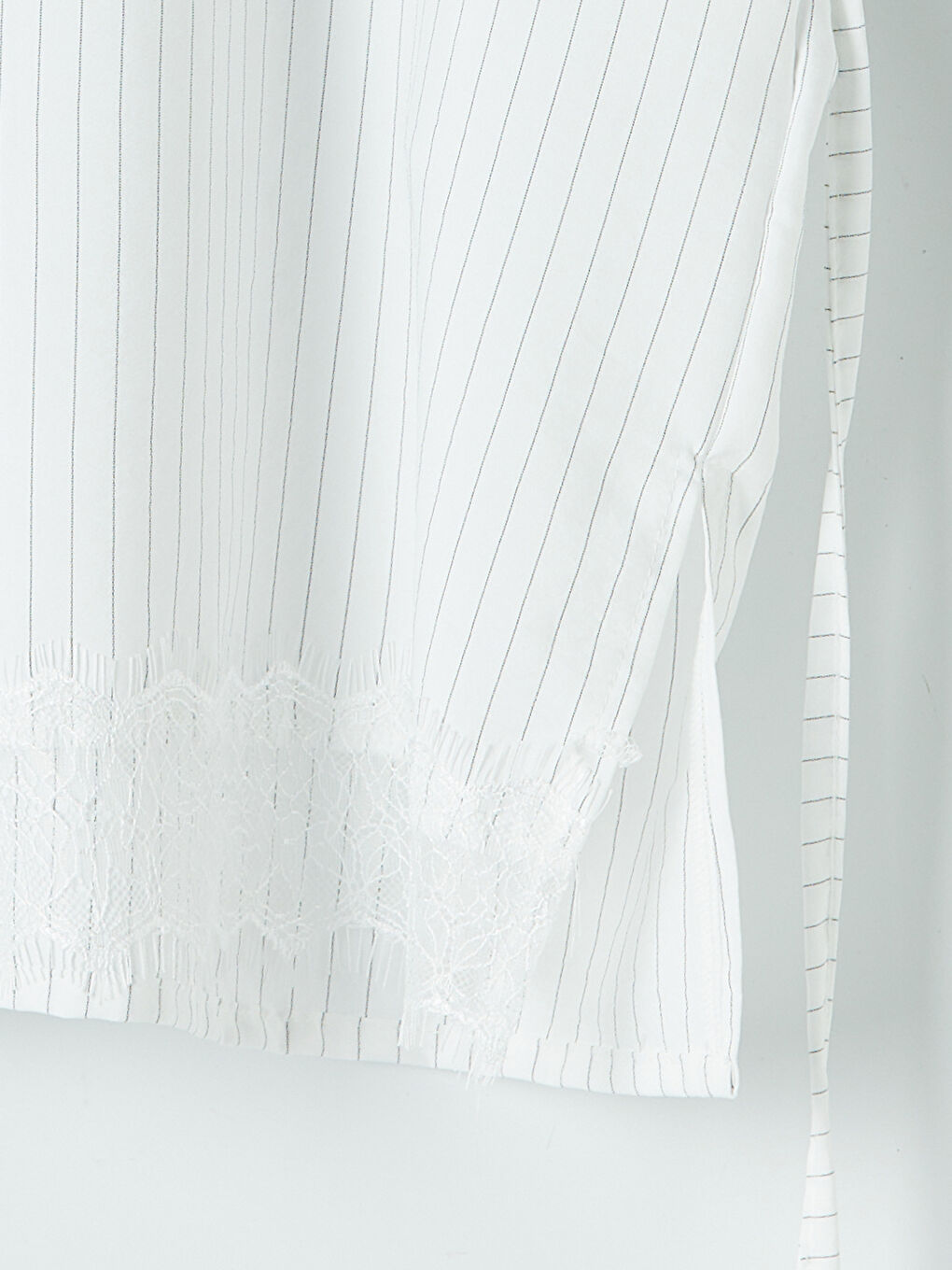 Mavi Çizgili Kuşaklı Kadın Gömlek-7