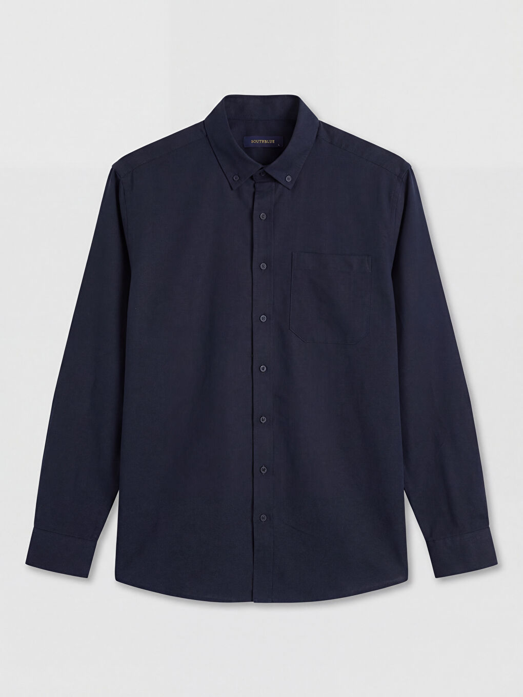 Lacivert Regular Fit Keten Karışımlı Erkek Gömlek