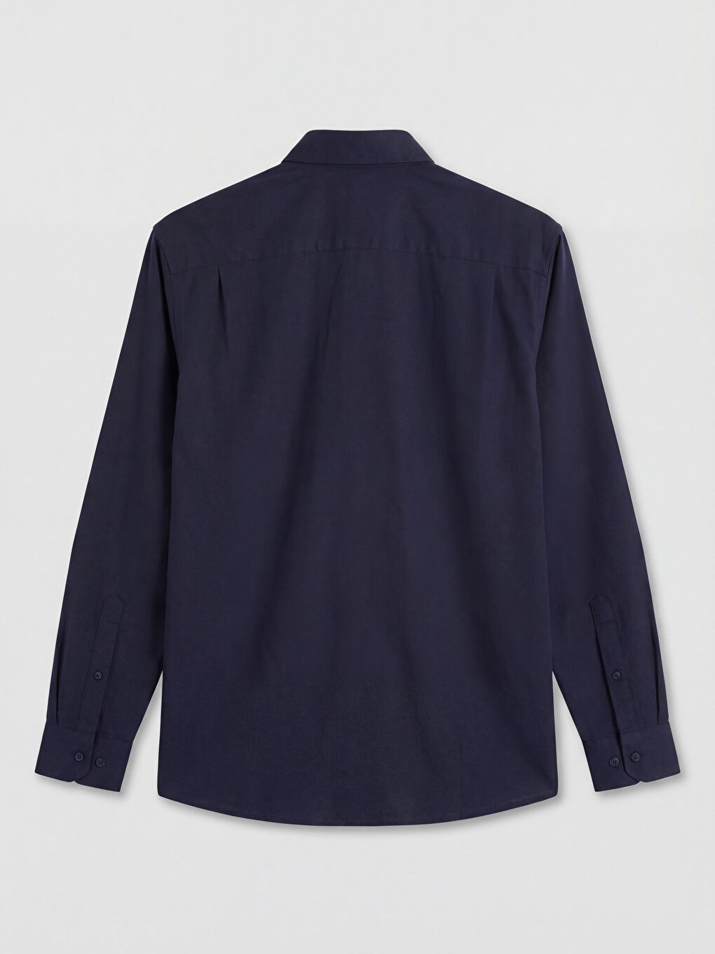 Lacivert Regular Fit Keten Karışımlı Erkek Gömlek-1