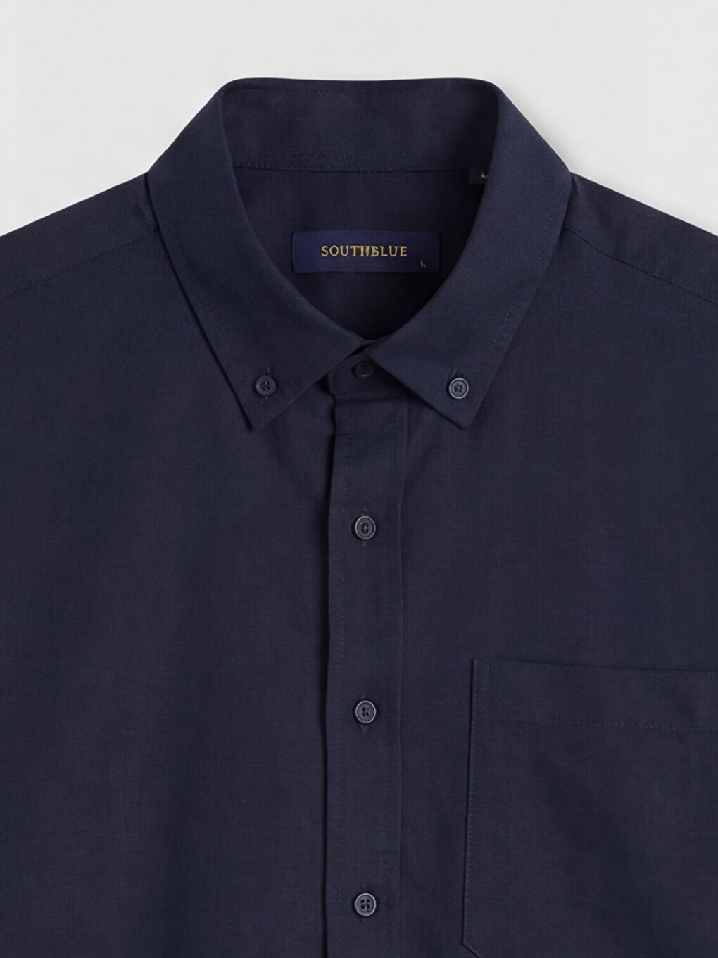 Lacivert Regular Fit Keten Karışımlı Erkek Gömlek-2