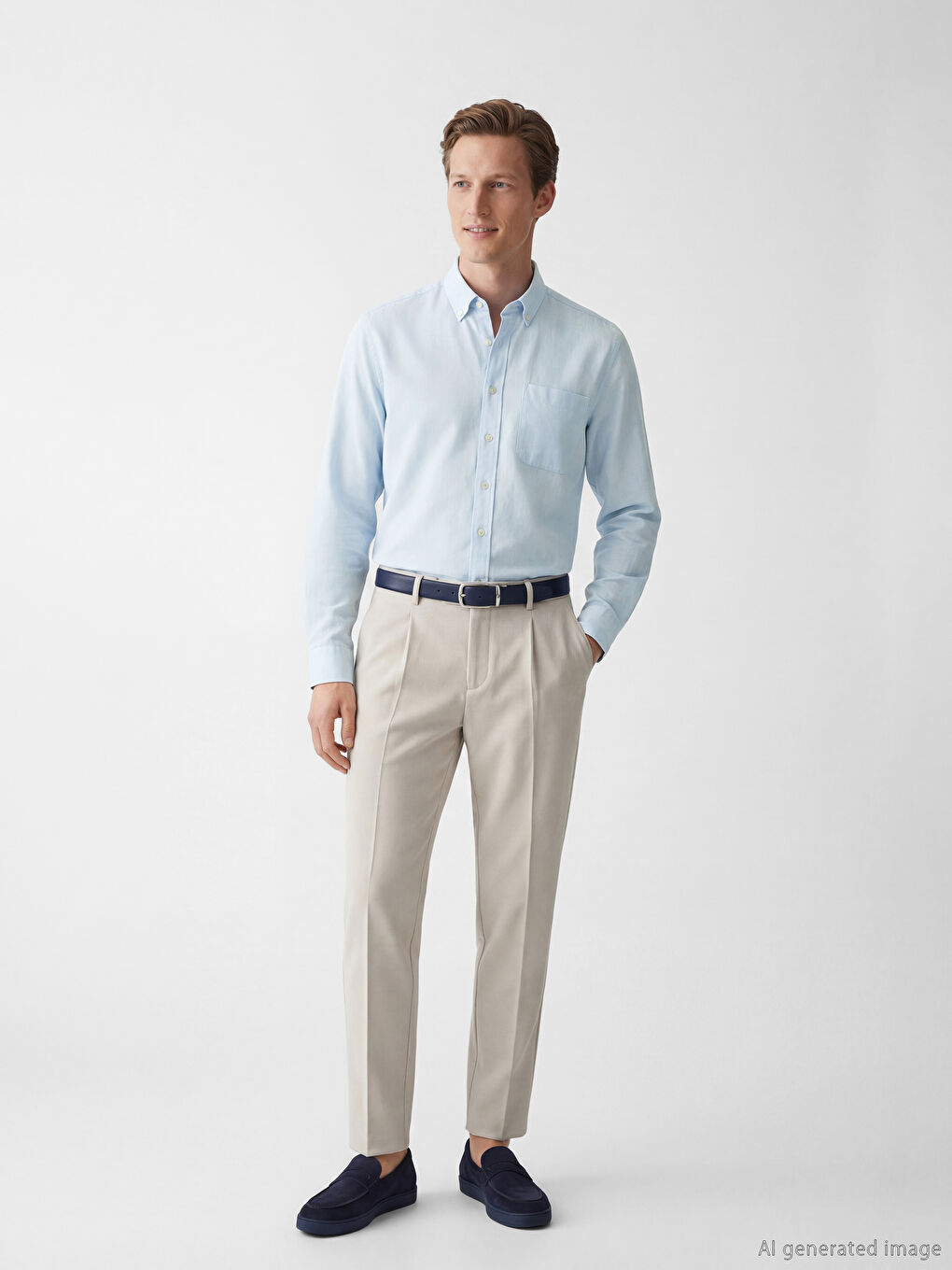 Mavi Regular Fit Keten Karışımlı Erkek Gömlek-1