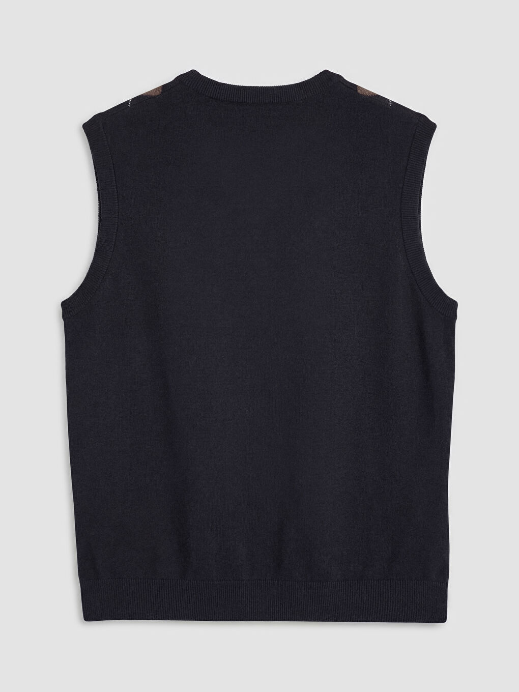 Lacivert V Yaka Baklava Desenli Erkek Triko Süveter-1