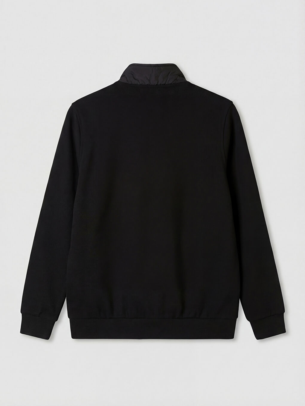 Siyah Dik Yaka Erkek Fermuarlı Sweatshirt-1