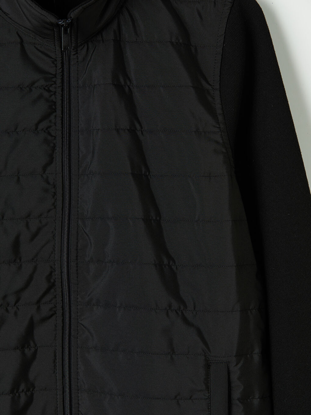 Siyah Dik Yaka Erkek Fermuarlı Sweatshirt-2