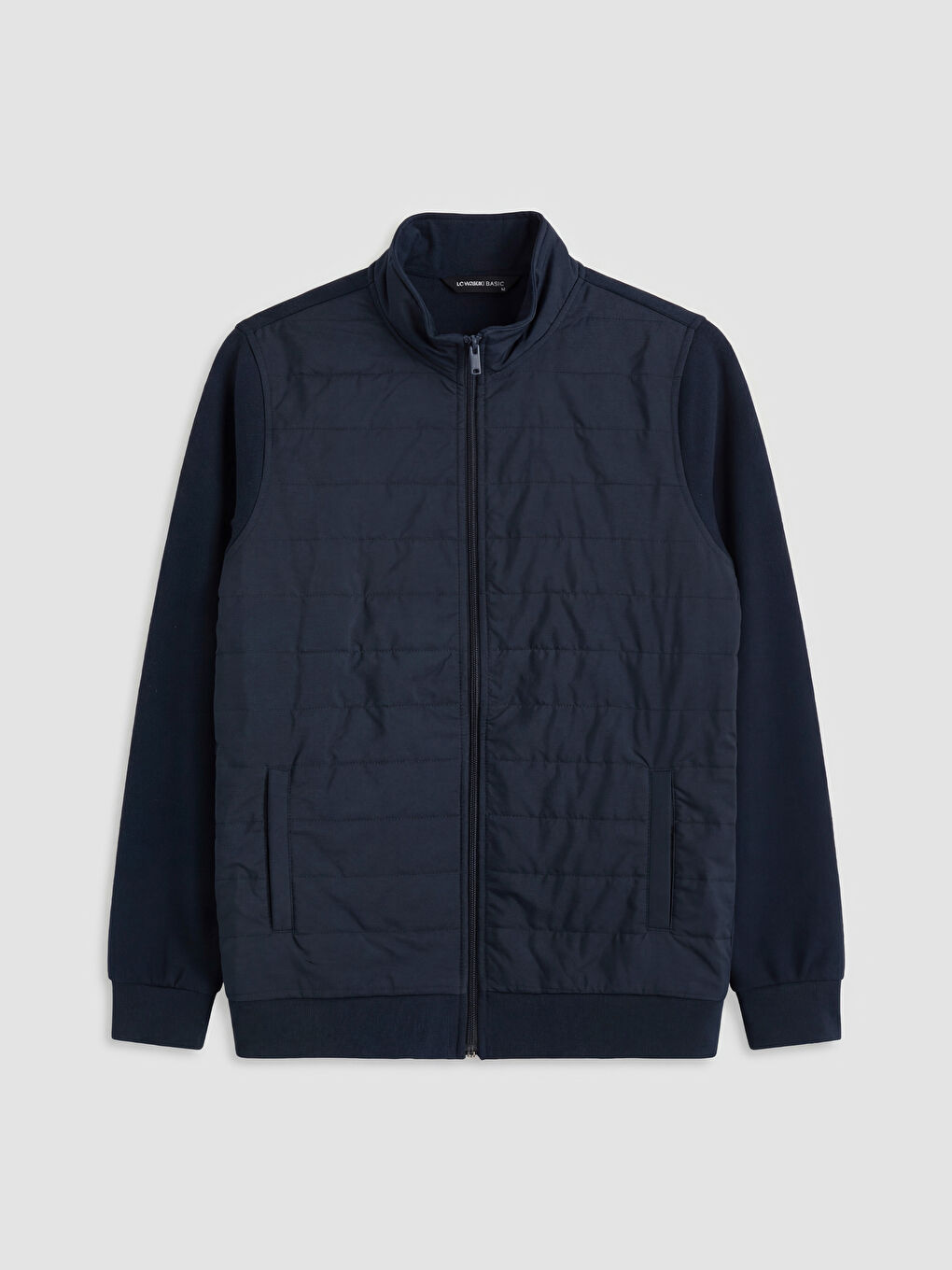 Lacivert Dik Yaka Erkek Fermuarlı Sweatshirt