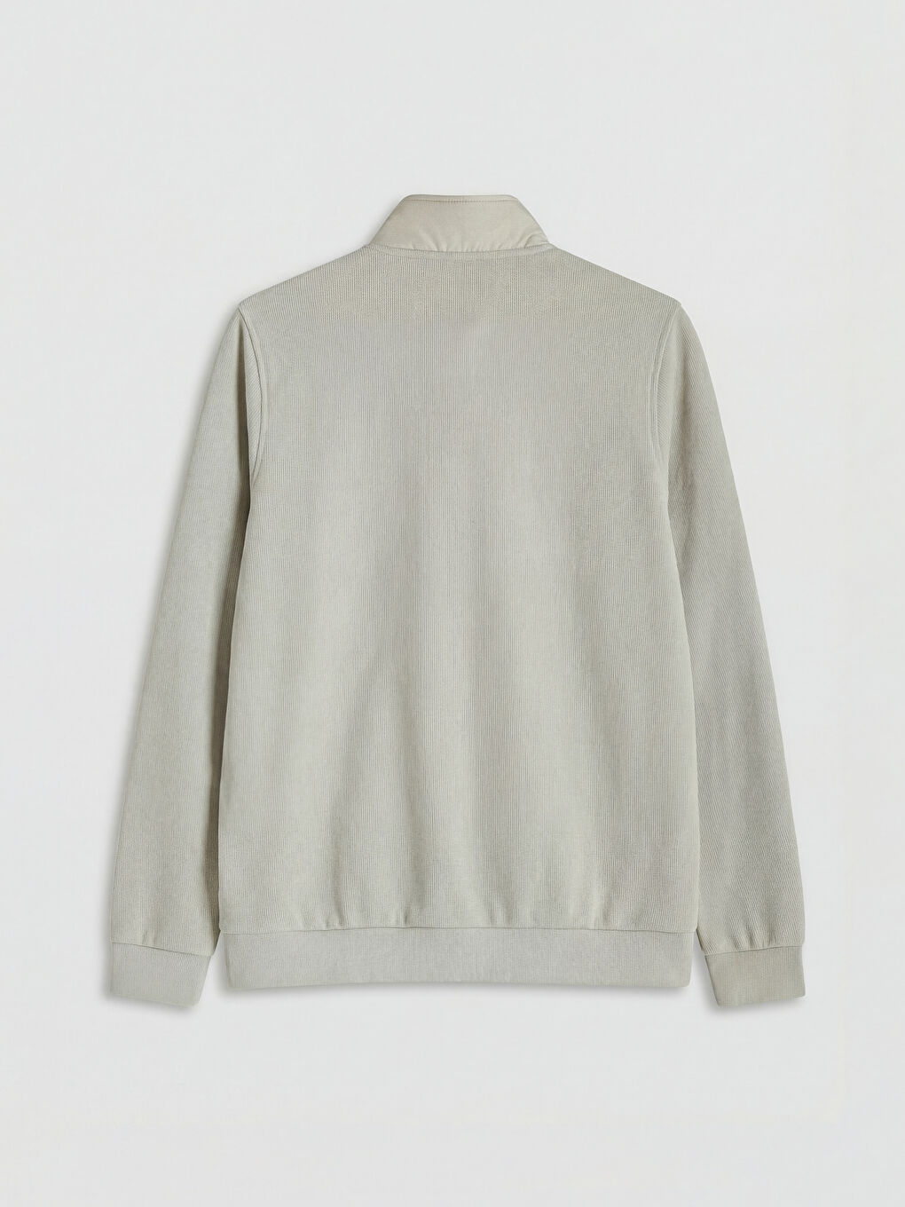 Bej Dik Yaka Erkek Kapitone Fermuarlı Sweatshirt-6