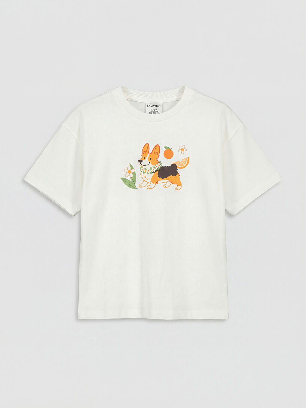 Ekru Bisiklet Yaka Baskılı Erkek Çocuk Tişört