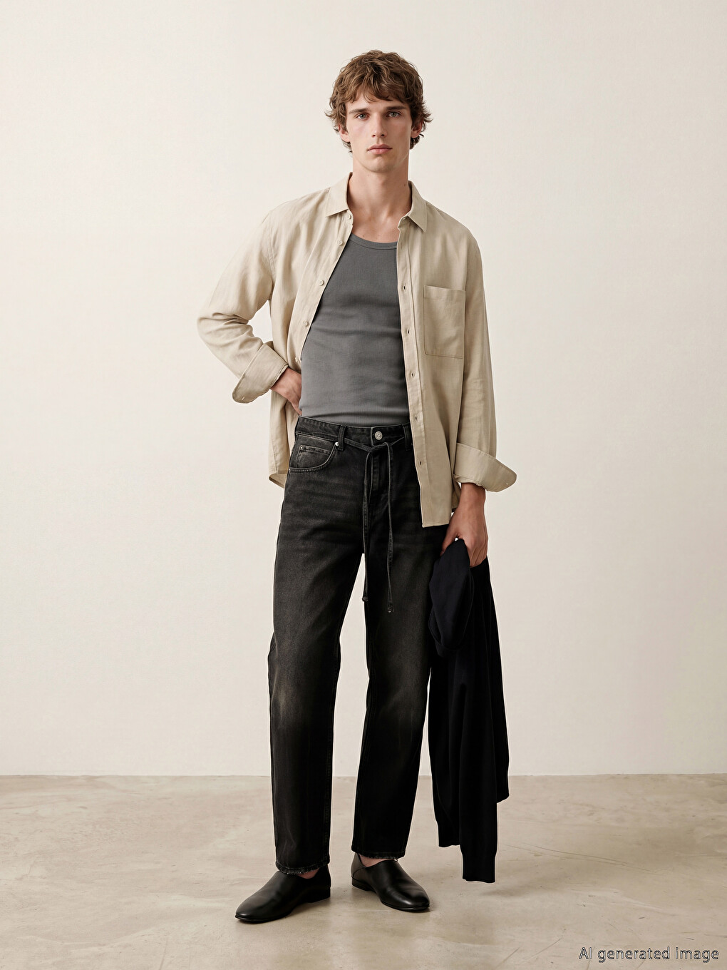 Siyah Baggy Fit Erkek Jean Pantolon