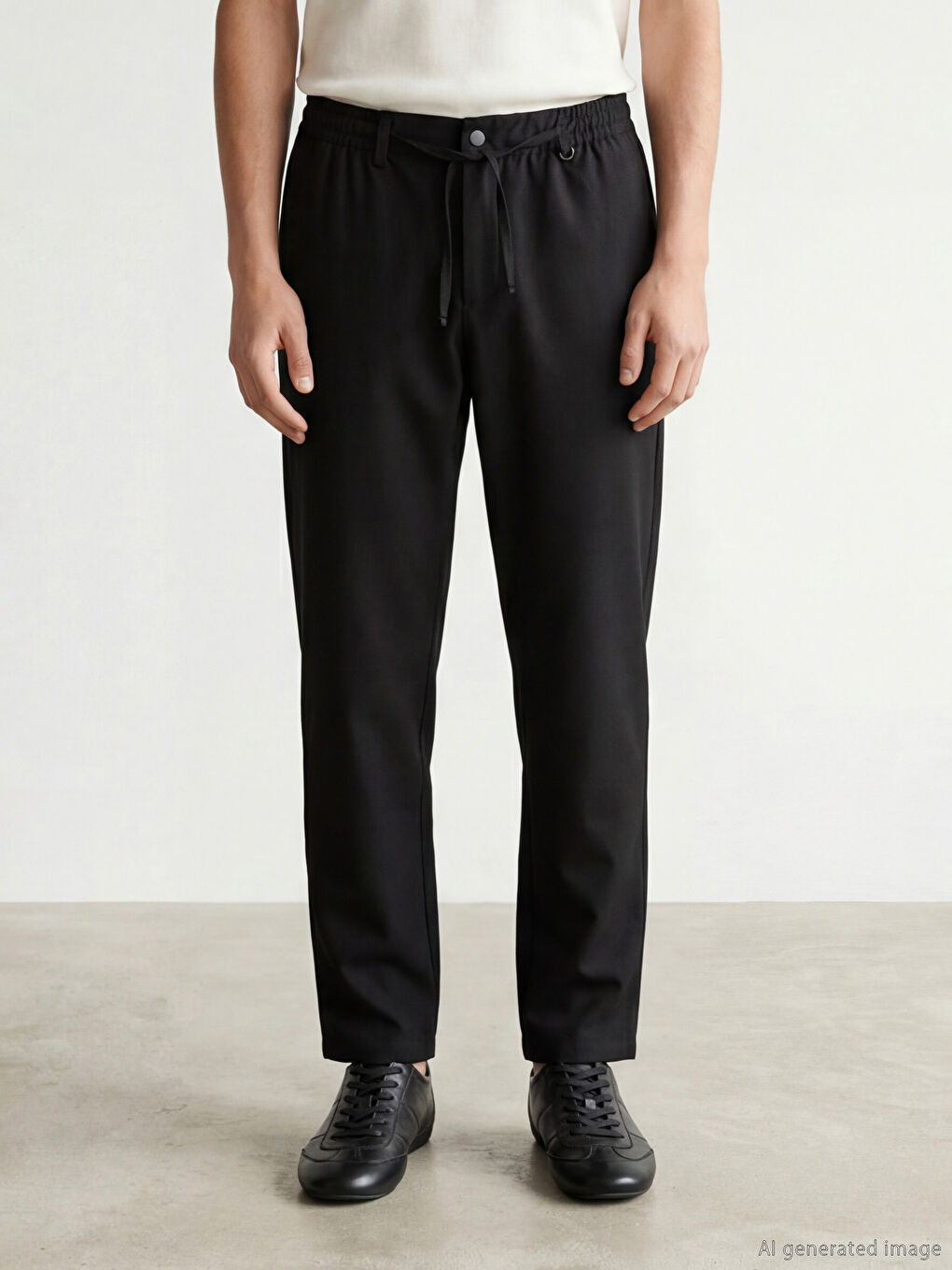 Siyah Standart Kalıp Erkek Pantolon-1