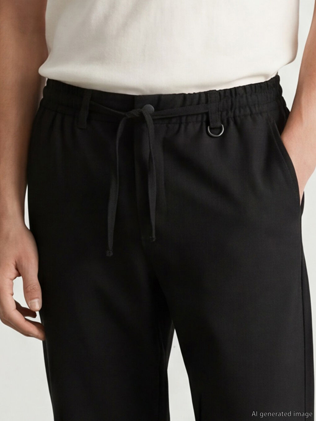 Siyah Standart Kalıp Erkek Pantolon-2