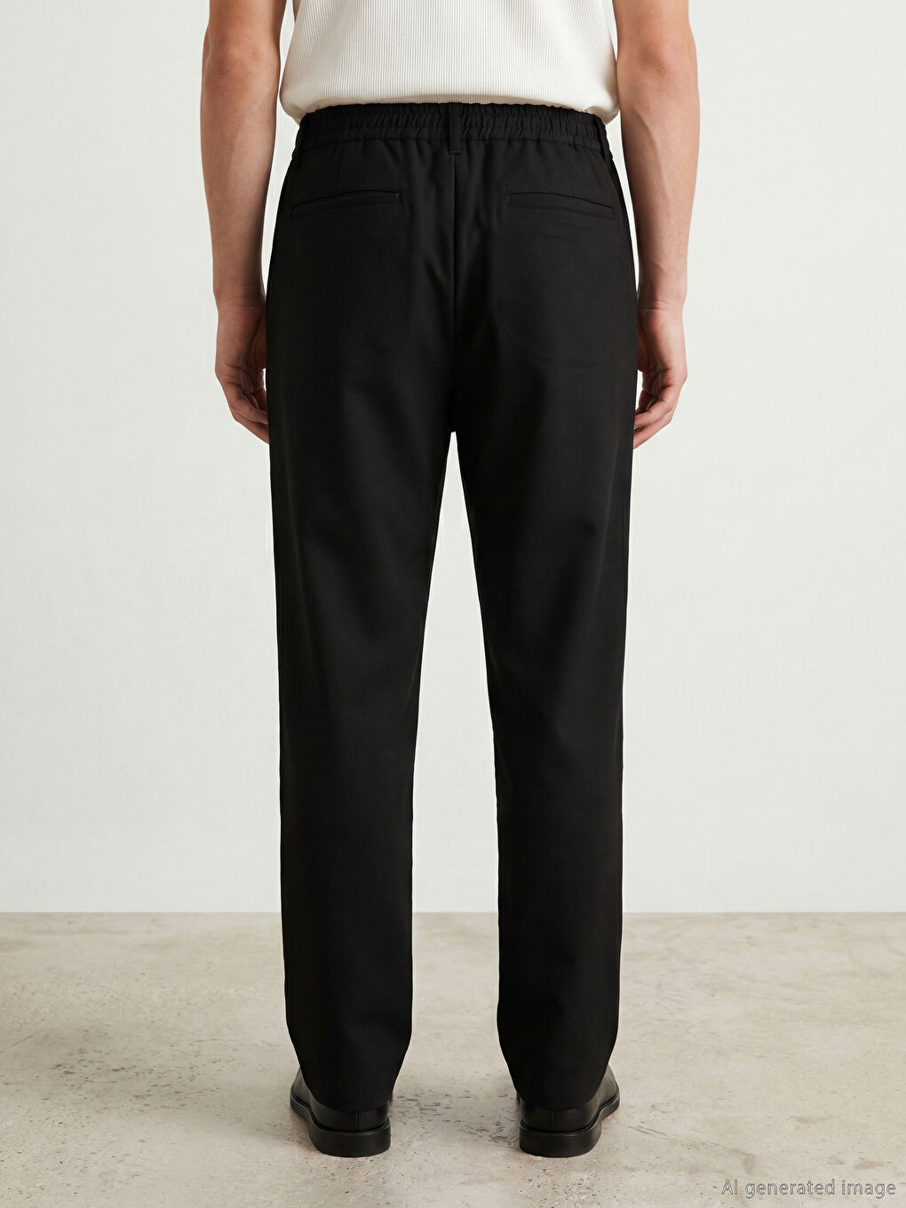 Siyah Standart Kalıp Erkek Pantolon-3