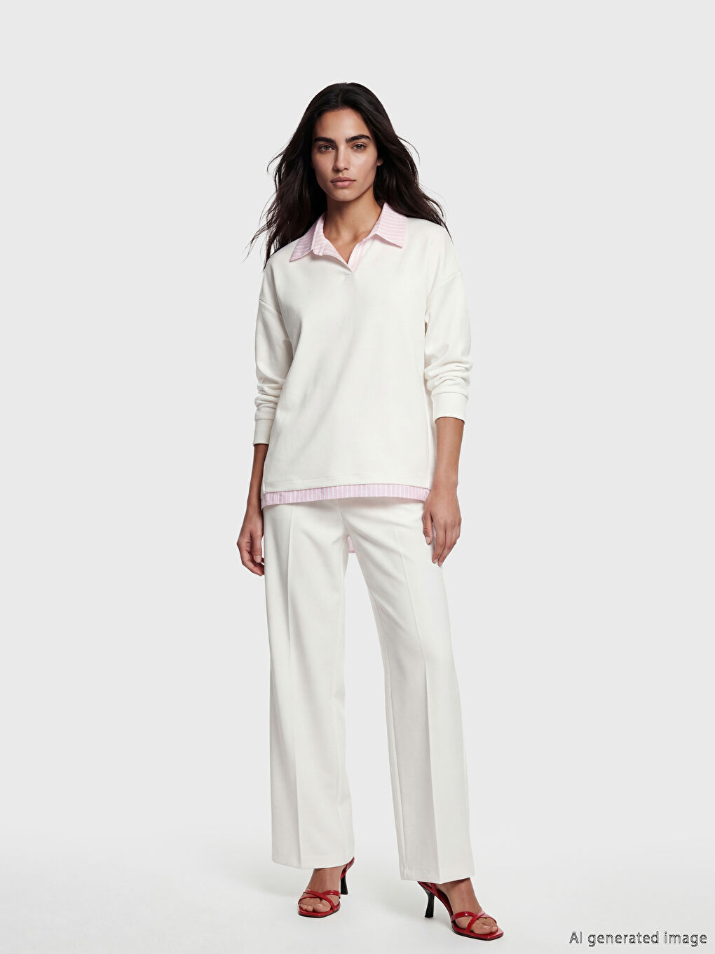 Beyaz Loose Fit Kadın Pantolon
