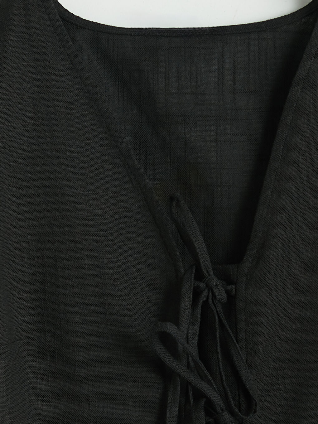 Siyah V Yaka Balon Kollu Bluz-2