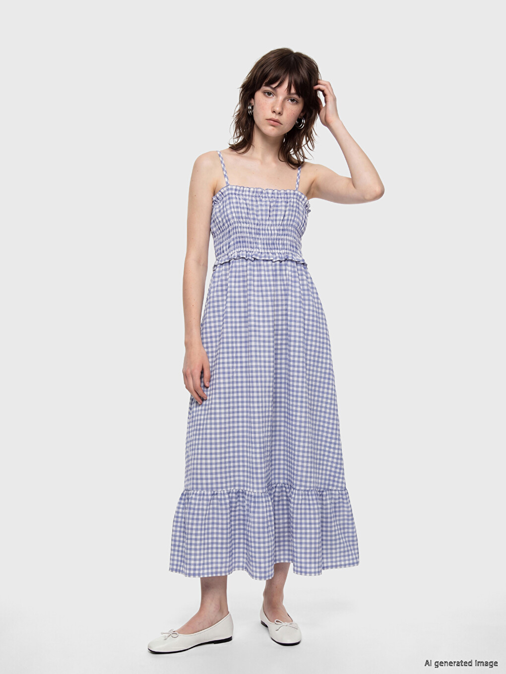 Plaid Strappy Fitted Waist Dress