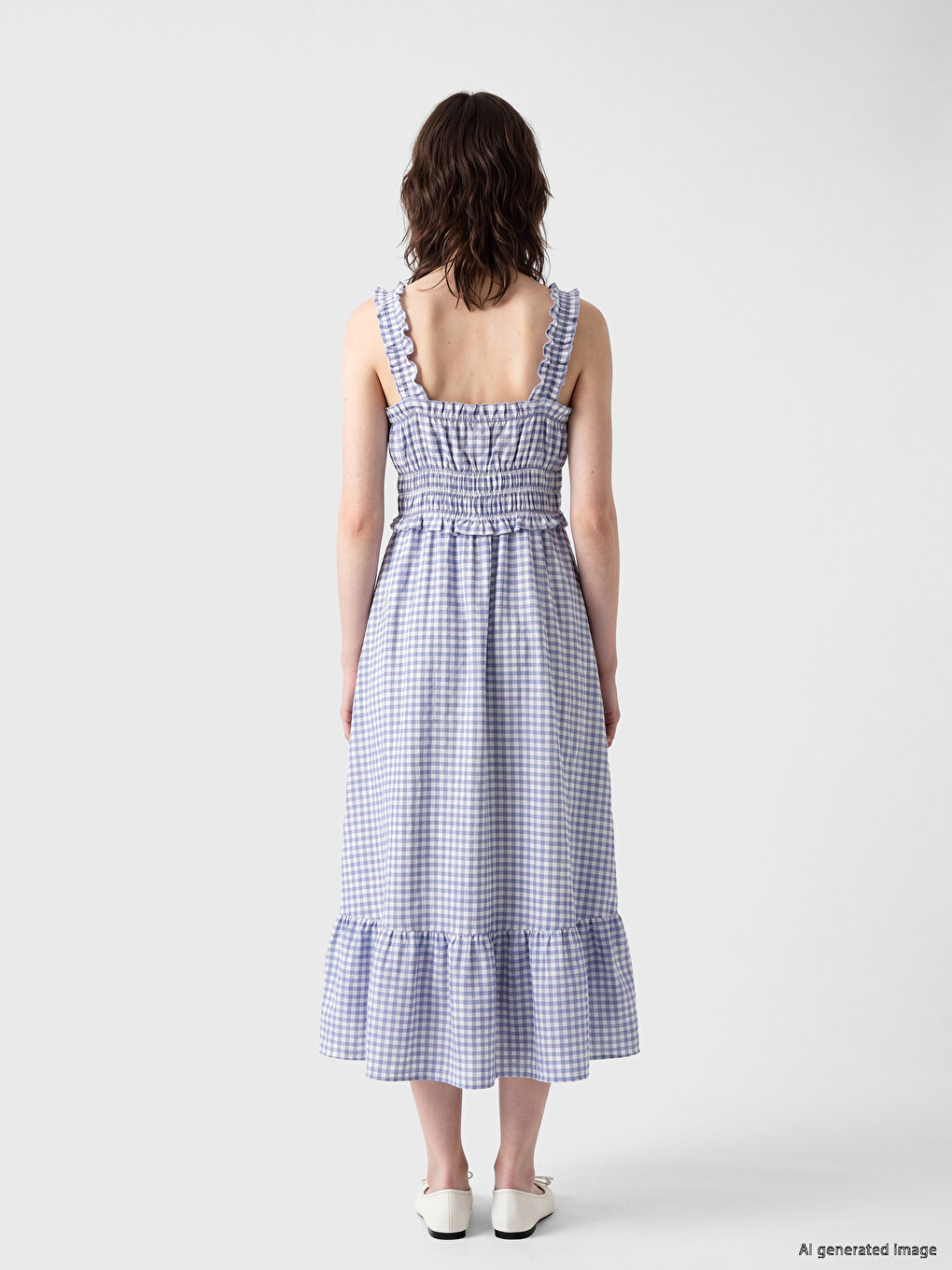 Plaid Strappy Fitted Waist Dress-3