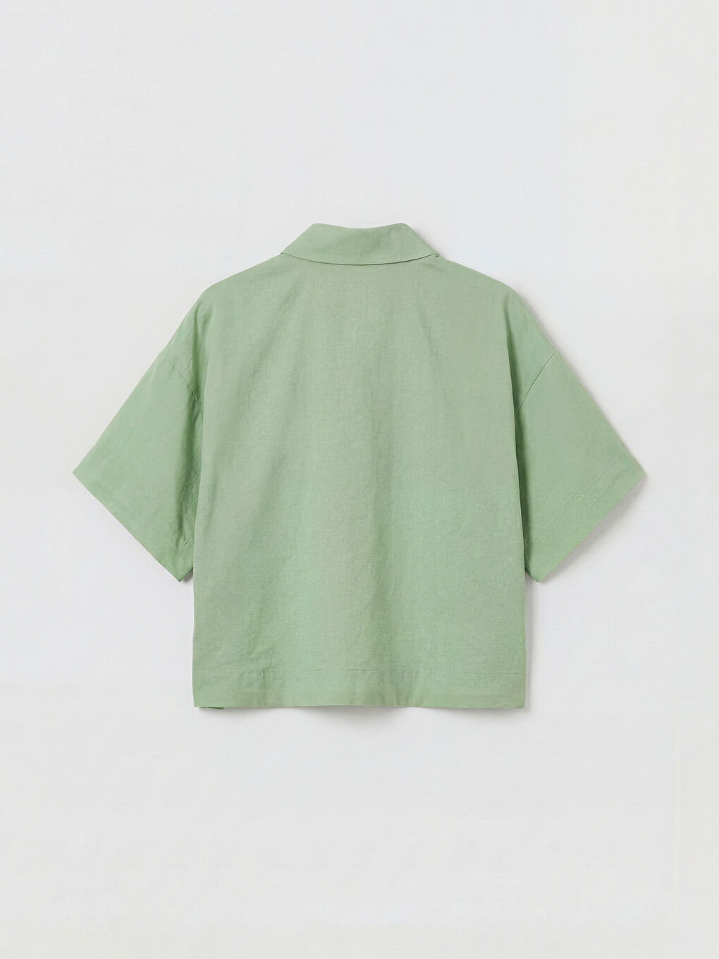 Yeşil Modal Karışımlı Kadın Gömlek-1