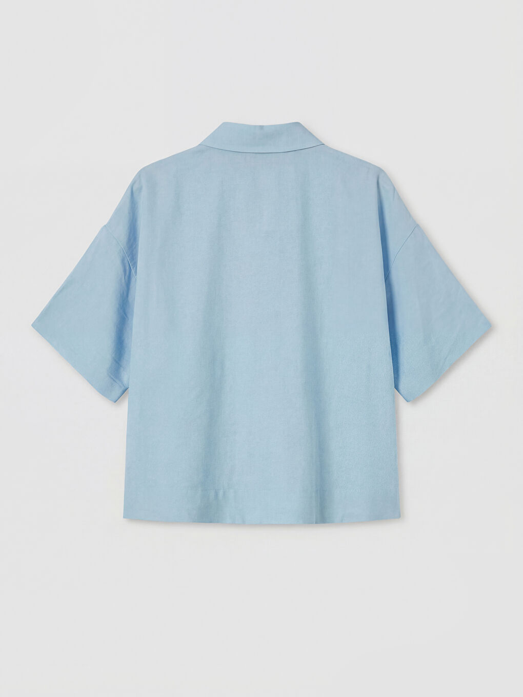 Mavi Modal Karışımlı Kadın Gömlek-1