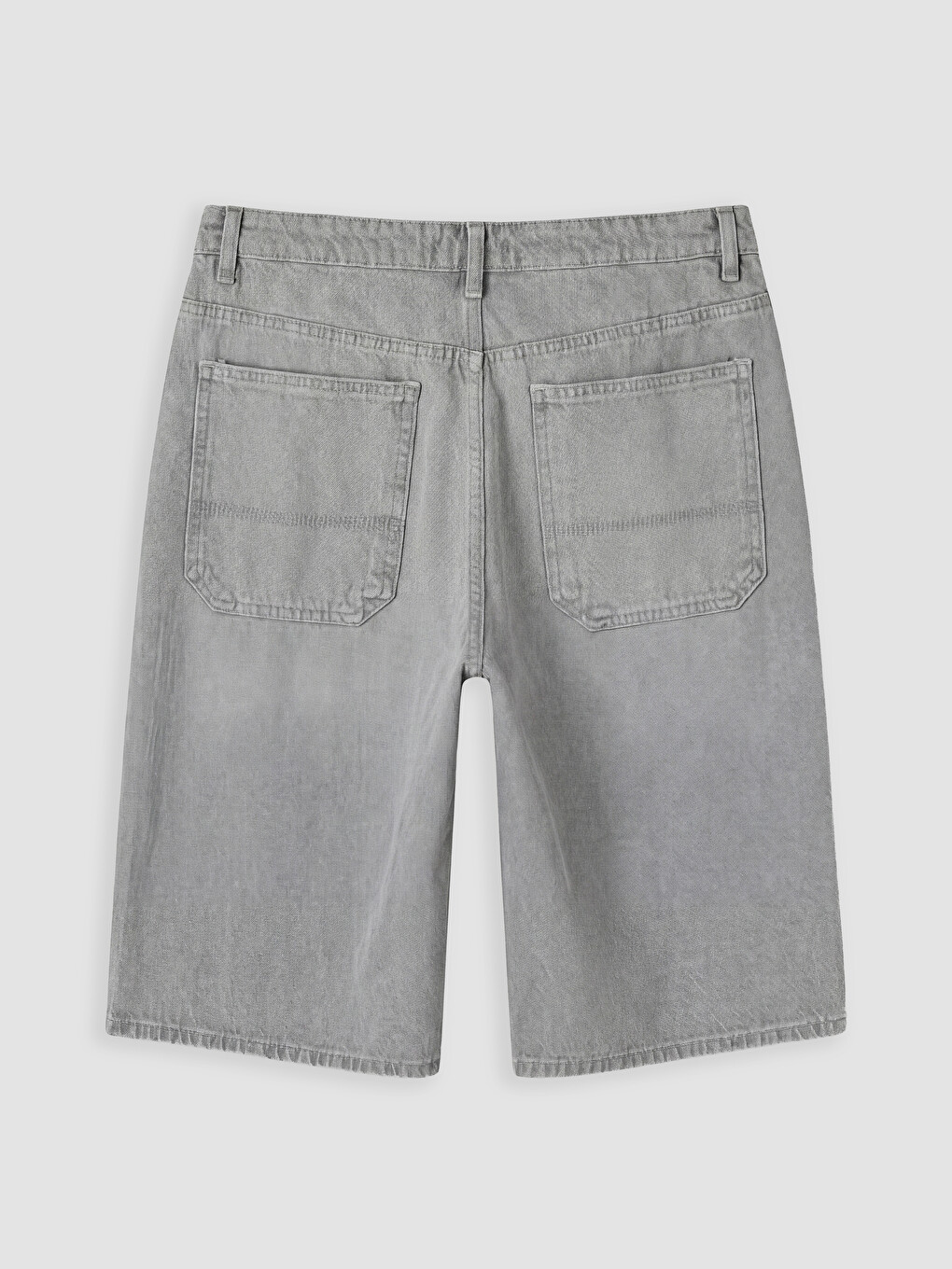 Gri Loose Fit Erkek Jean Şort-1