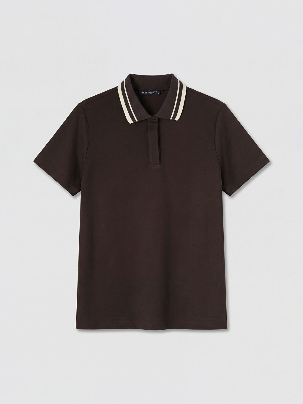 Kahverengi Polo Yaka Kadın Tişört