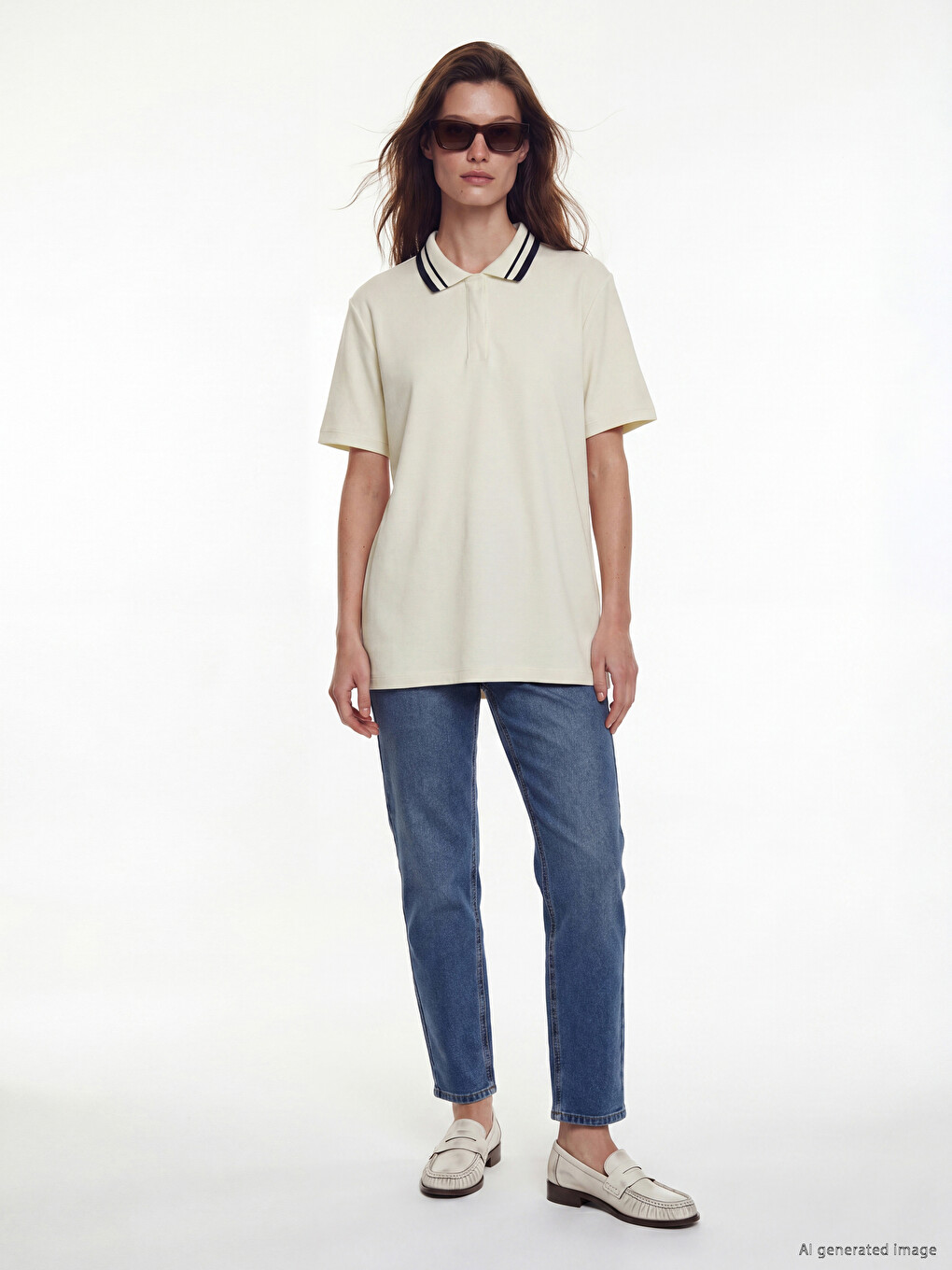 T-shirt për femra me jakë polo-1