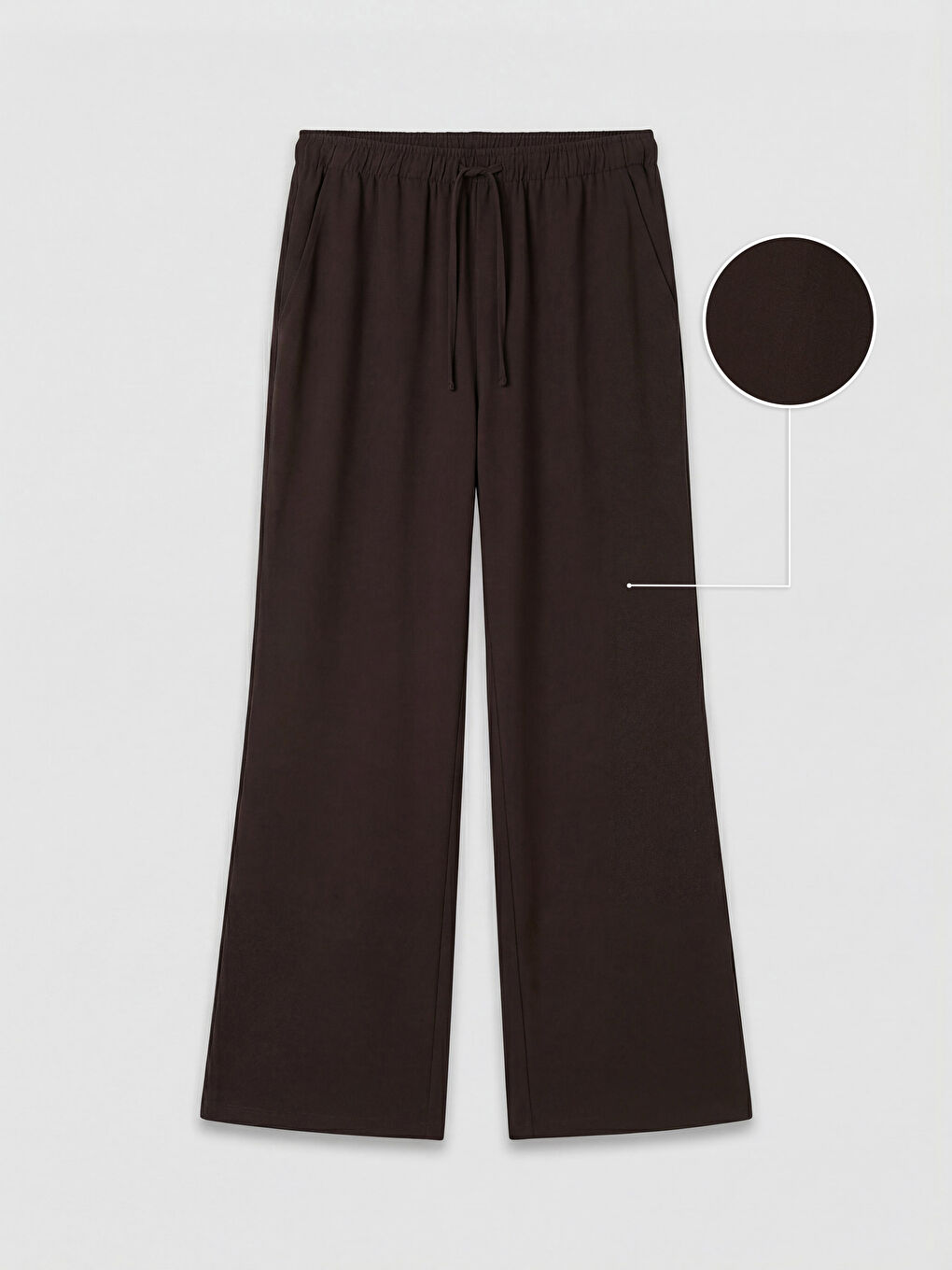 Kahverengi Beli Lastikli Geniş Paça Kadın Pantolon