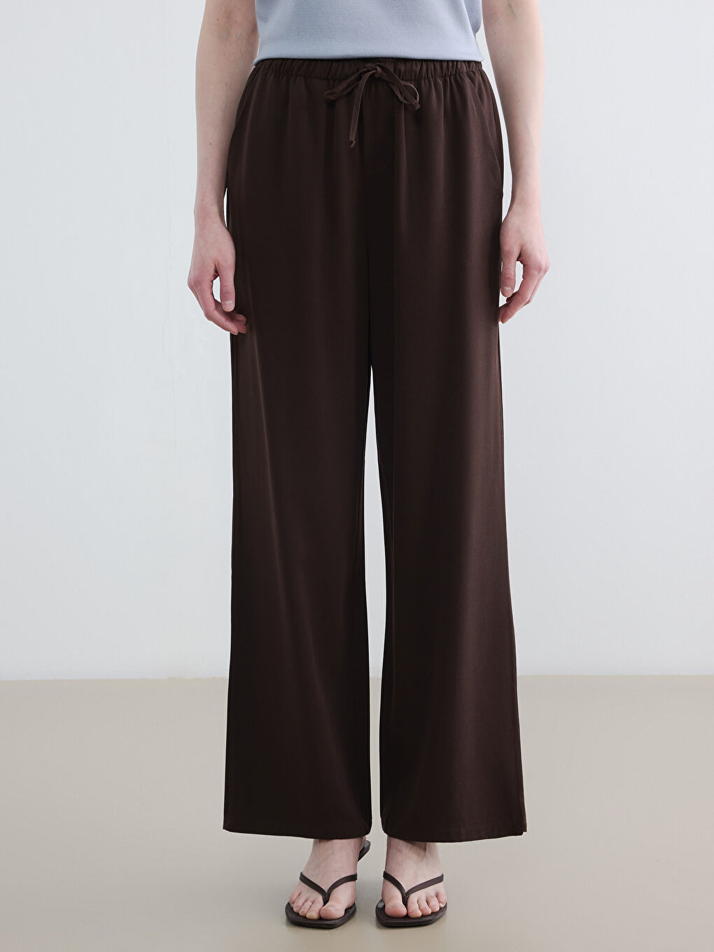 Elastic Waist Wide Leg Women's Trousers-1
