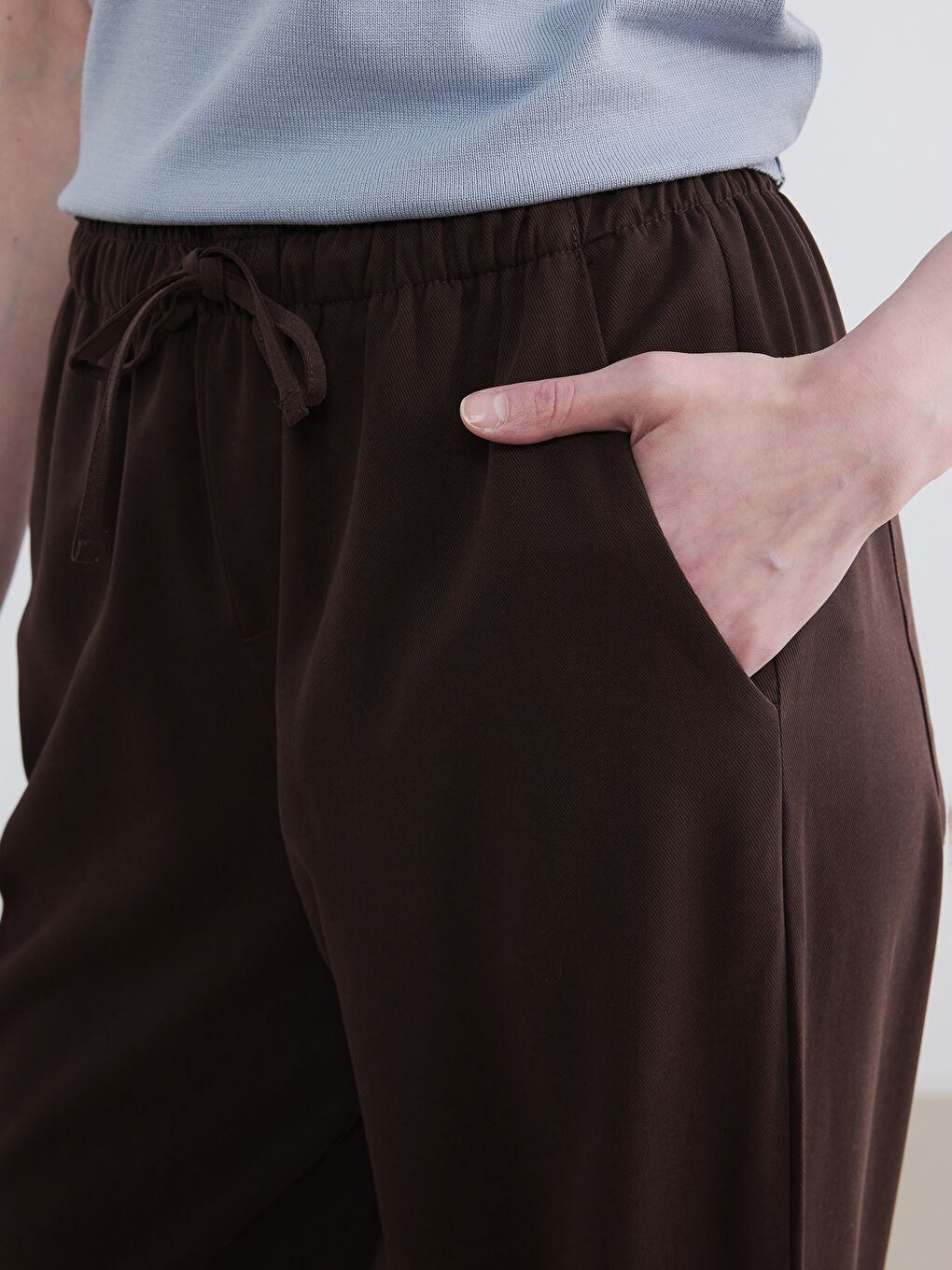 Elastic Waist Wide Leg Women's Trousers-2