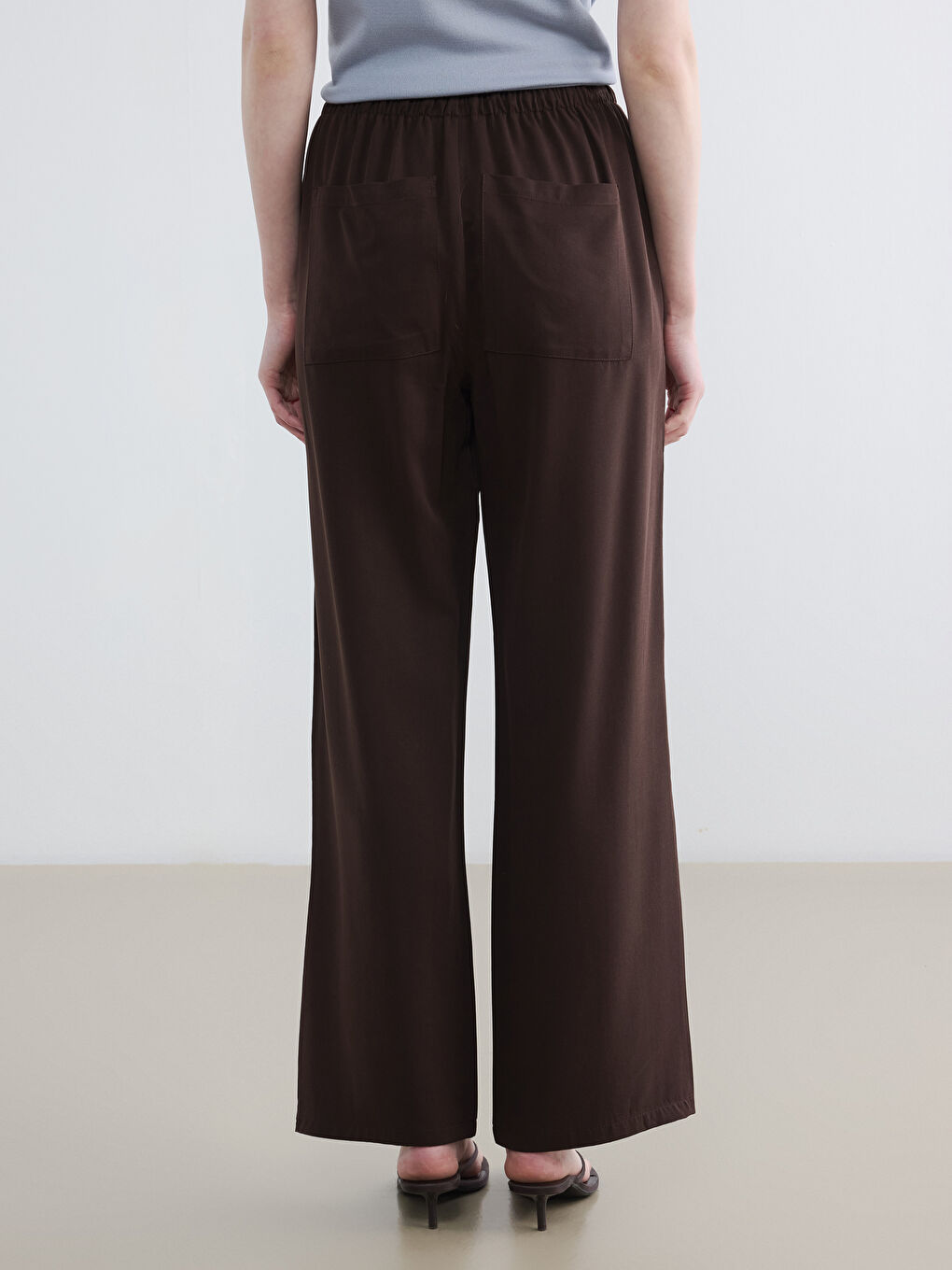 Elastic Waist Wide Leg Women's Trousers-3