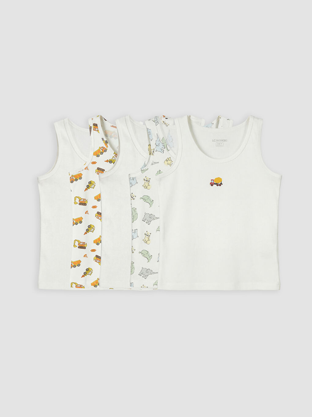 Ekru Bisiklet Yaka Erkek Çocuk Atlet 5'li