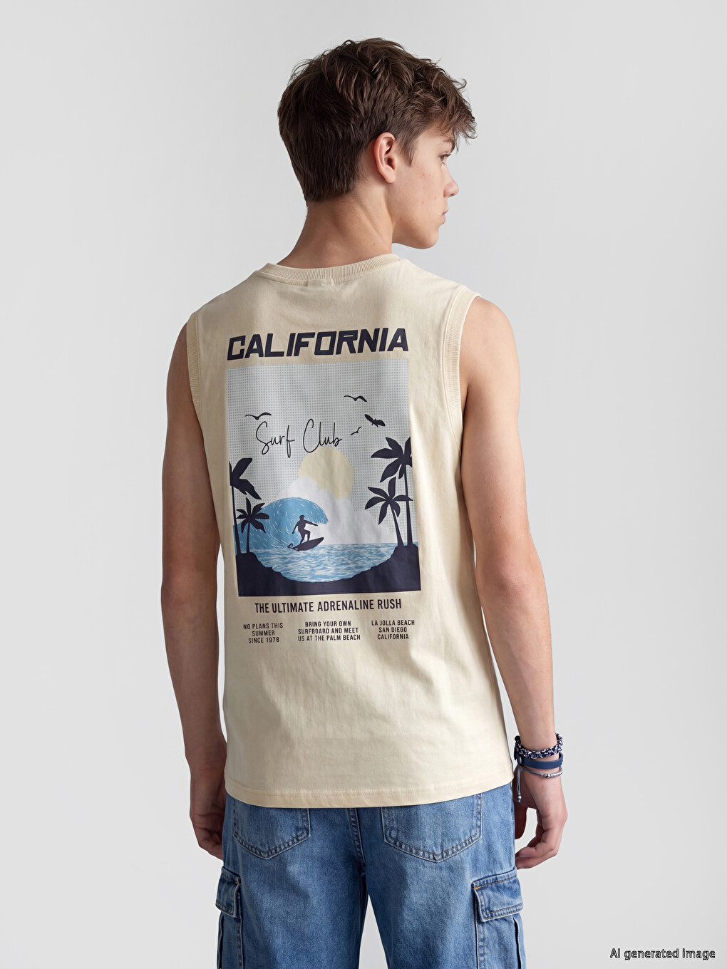 Crew Neck California Printed Boys' Tank Top-1