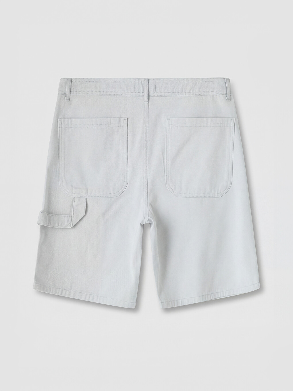 Gri Regular Fit Gabardin Erkek Şort-1