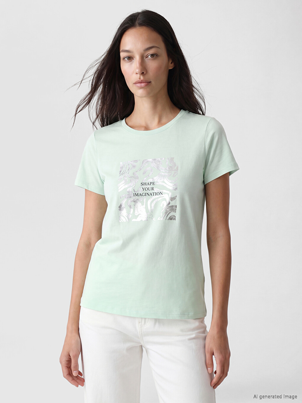 T-shirt E Stampuar Me Jakë Të Rrumbullakët Për Gra