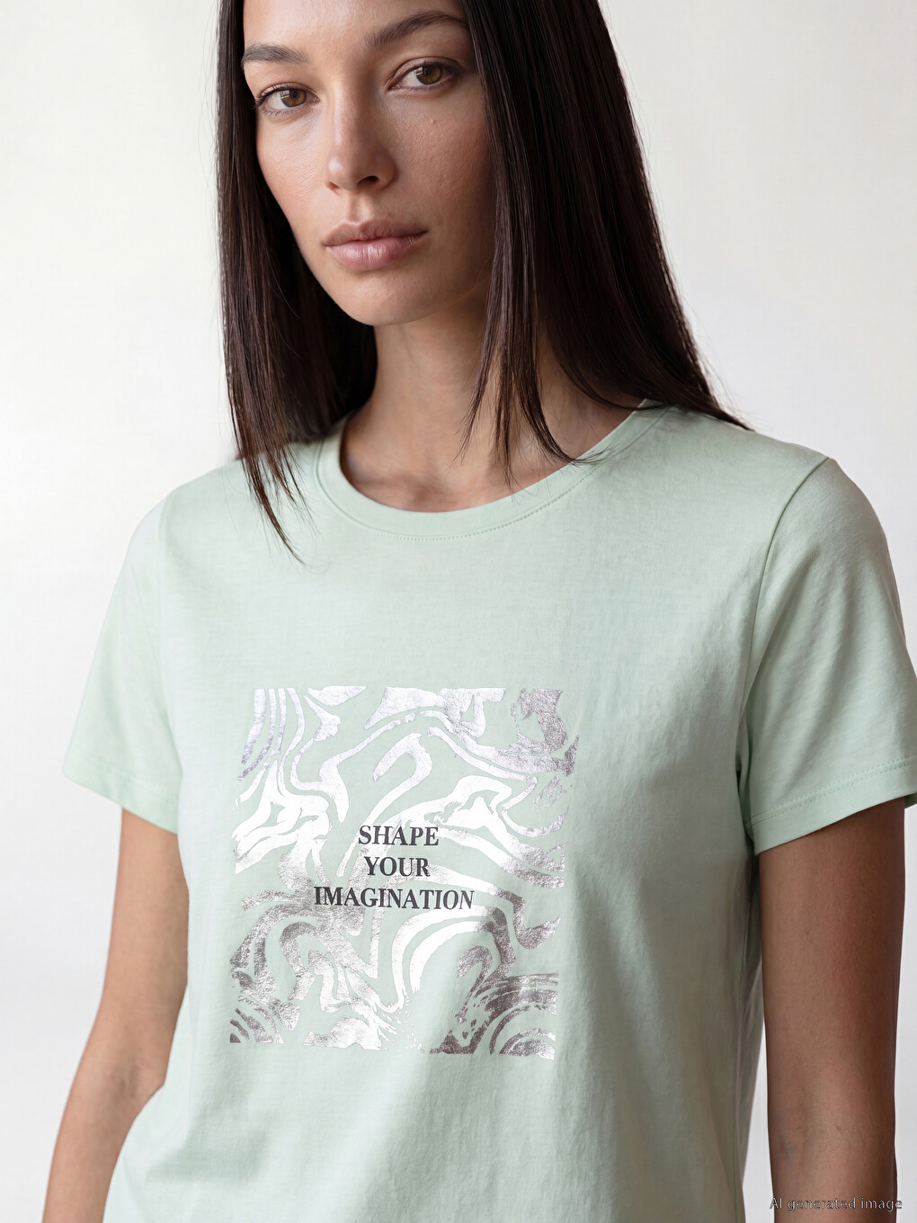 T-shirt E Stampuar Me Jakë Të Rrumbullakët Për Gra-2