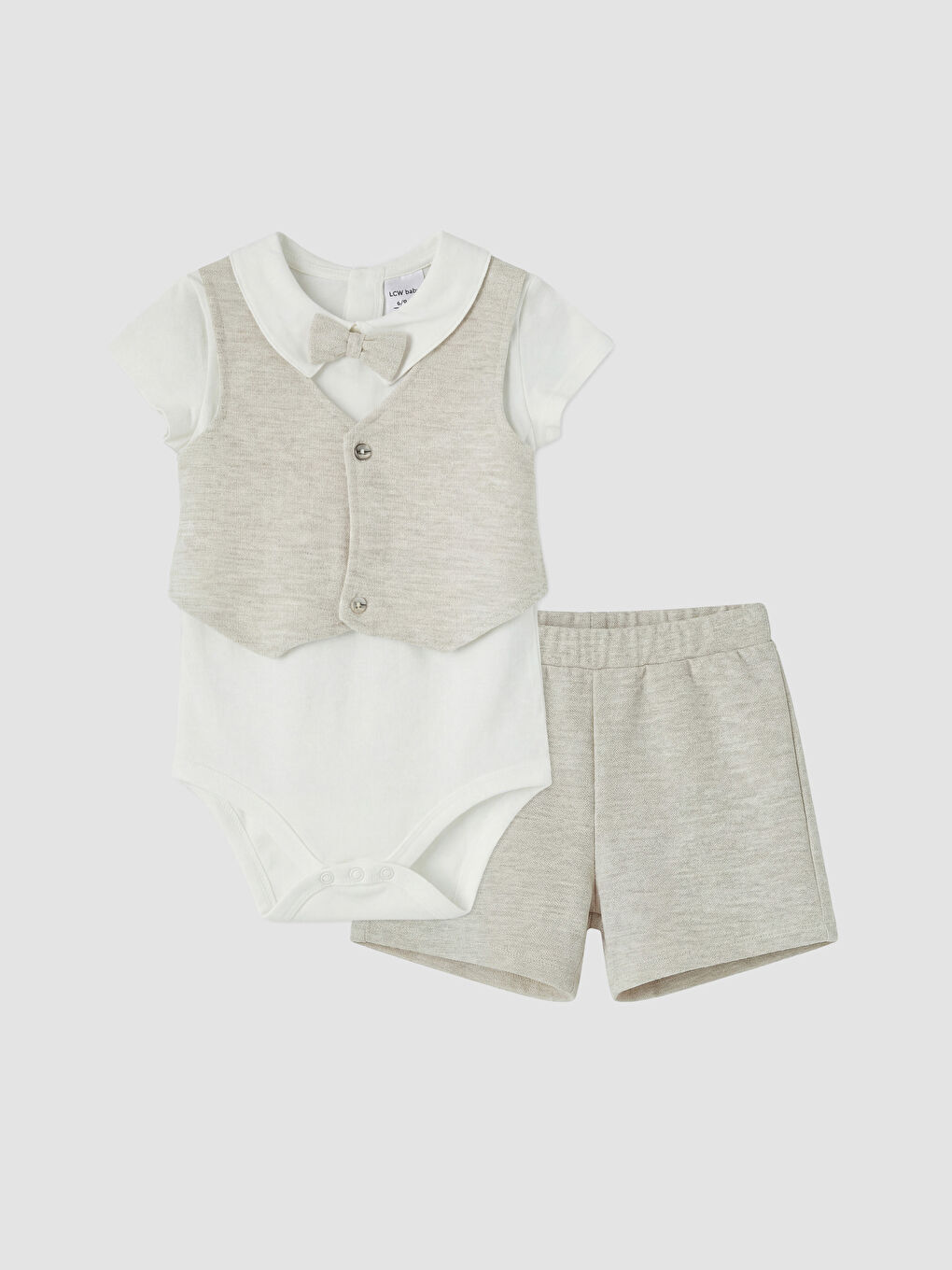 Ekru Erkek Bebek Şortlu Takım