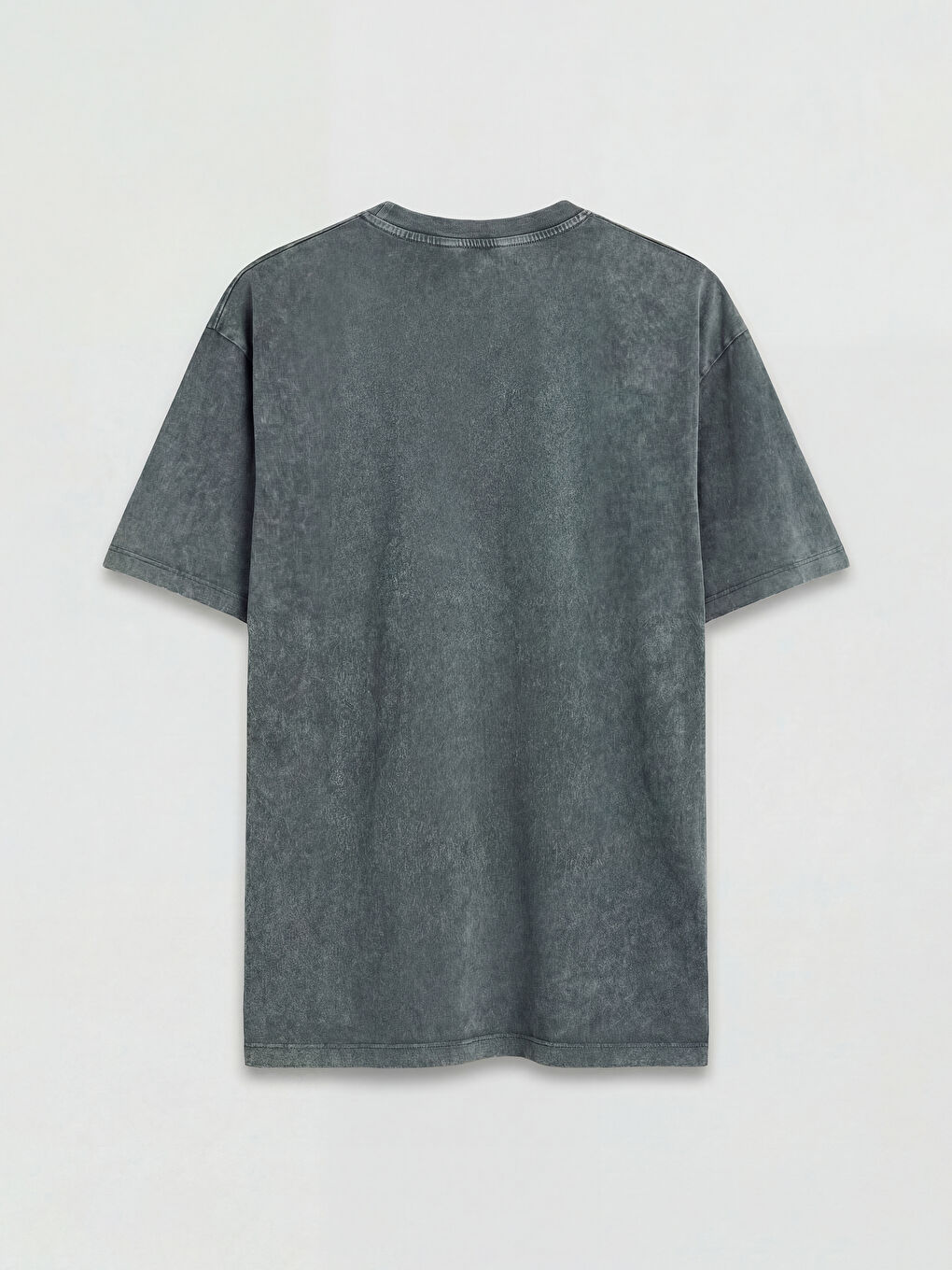 Gri Bisiklet Yaka Erkek Tişört-1