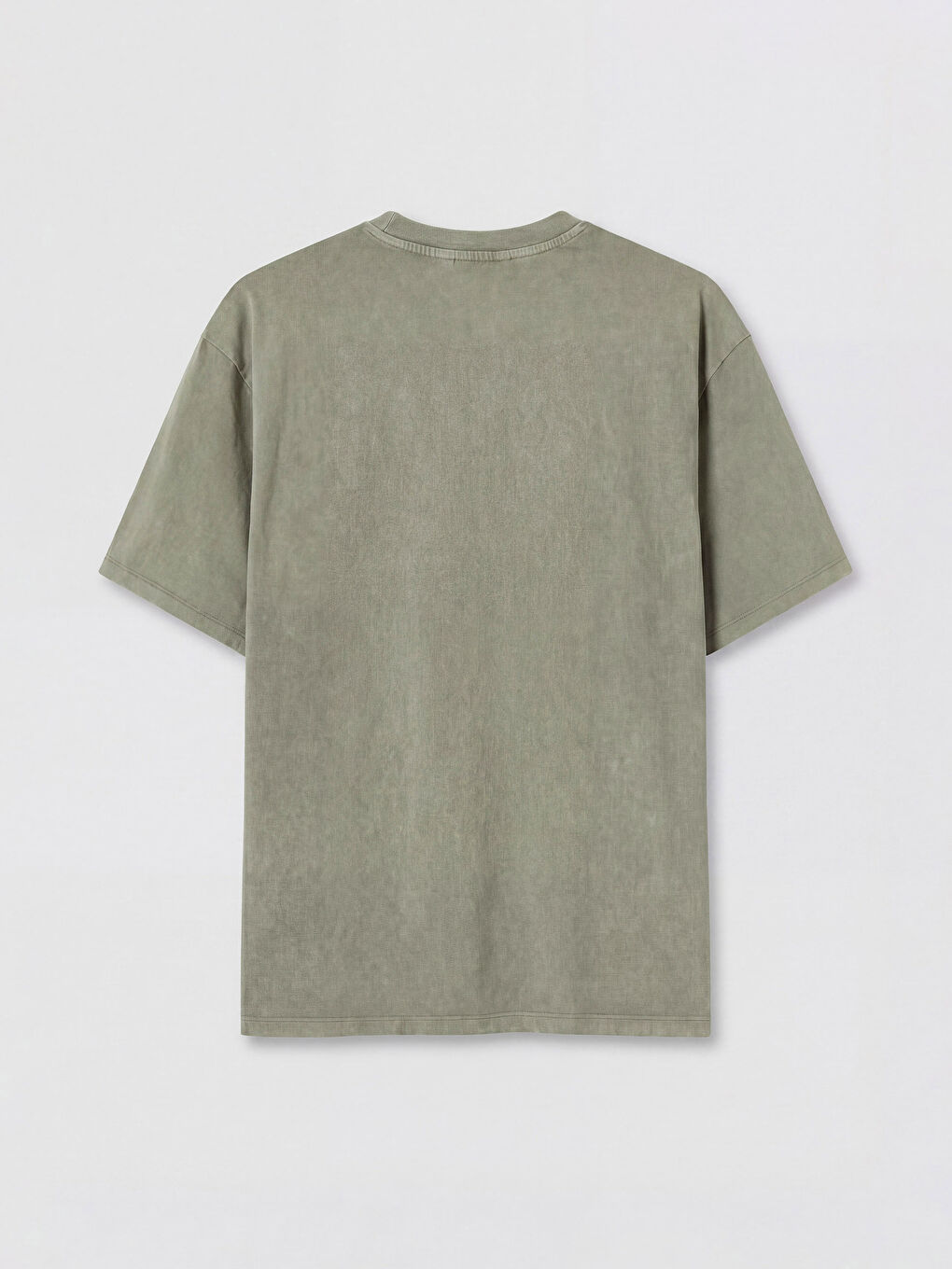 Haki Regular Fit Bisiklet Yaka Yıkamalı Erkek Tişört-1