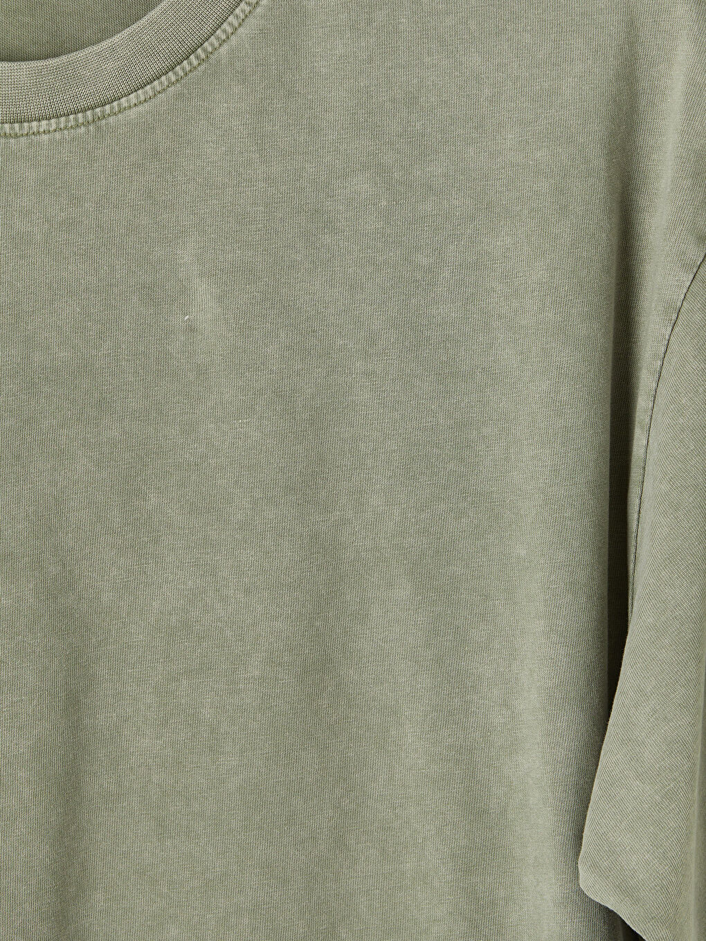 Haki Regular Fit Bisiklet Yaka Yıkamalı Erkek Tişört-2