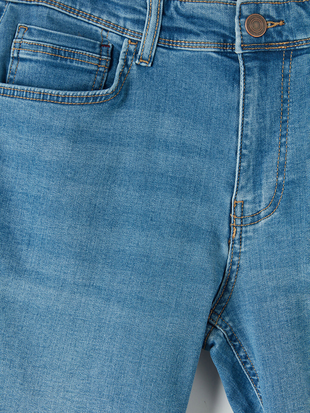 İndigo Standart Kalıp Erkek Jean Şort-6