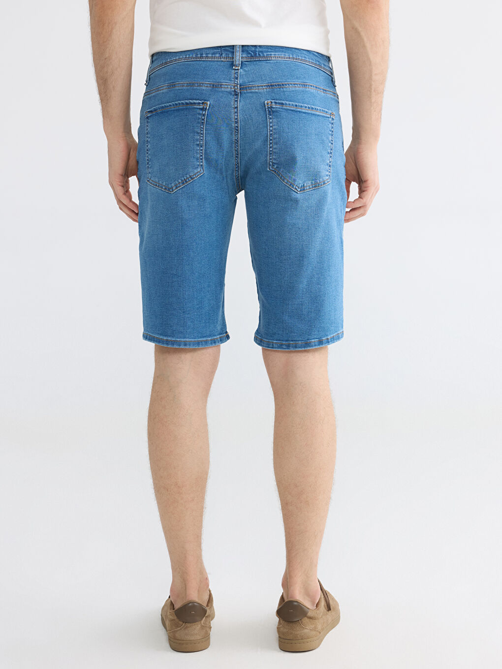 İndigo Standart Kalıp Erkek Jean Şort-3