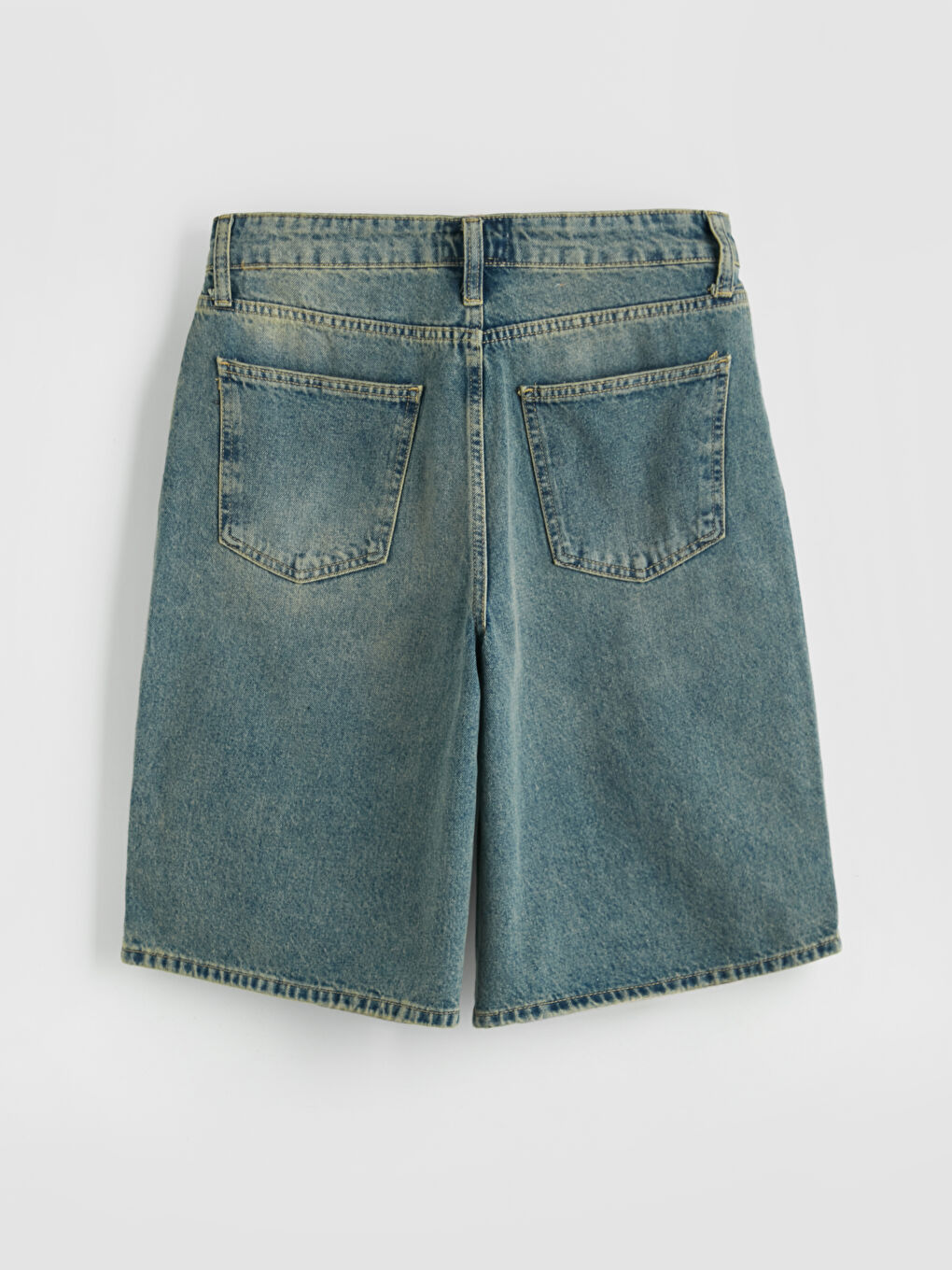 Lacivert Standart Kalıp Erkek Jean Şort-4