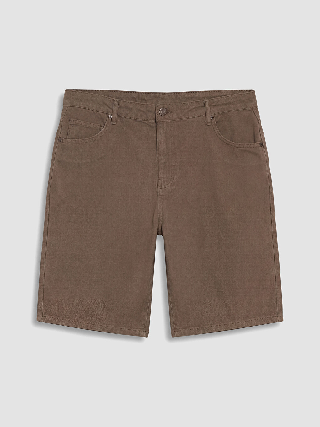 Kahverengi Regular Fit Gabardin Erkek Şort
