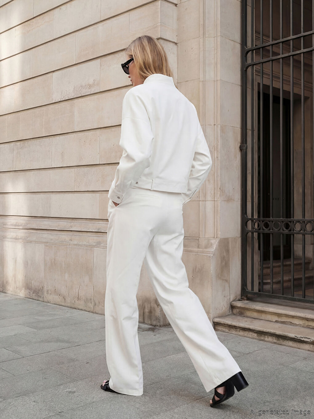 Beyaz Standart Fit Kadın Gabardin Pantolon-1